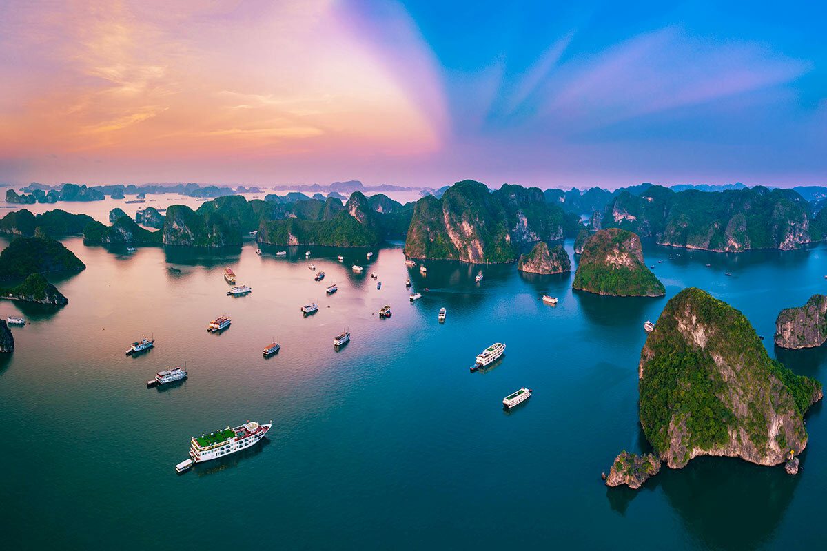 Halong Bay in sunset